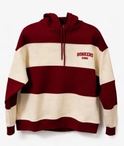 Red and Cream Striped Hoodie