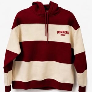 Red and Cream Striped Hoodie