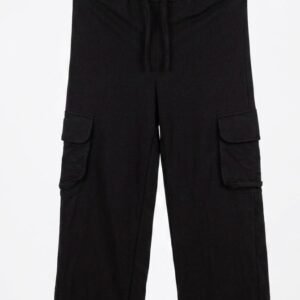 Wide-Leg Cargo Sweatpants Black