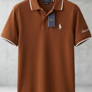 Tipped Custom Slim Fit Polo Shirt (Chestnut Brown)