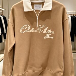 Soft camel brown Quarter-Zip Collared Sweatshirt (One Size S/M/L)