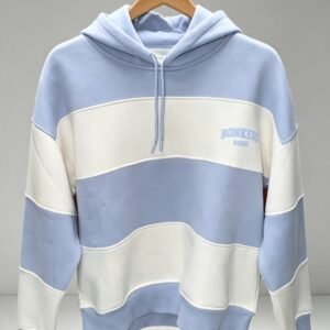 Striped Oversized  Hoodie (Light Blue & white)