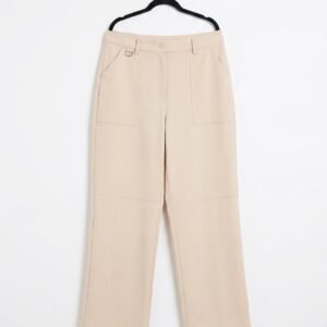 Neutral beige / light cream Wide-Leg Utility Trousers