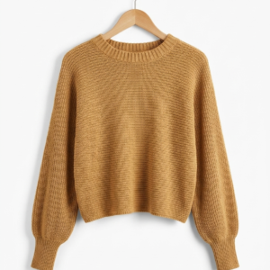 Mustard Chunky Knit Balloon-Sleeve Jumper