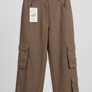 Wide-Leg Cargo Pants (Brown/Taupe)