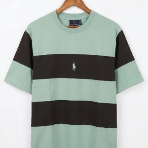 Colorblocked Striped T-Shirt (Mint Green & Brown)
