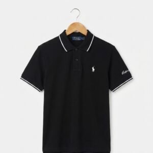 Striped-Collar Polo Shirt