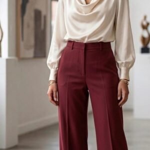 Wide-Leg Tailored Trousers Deep burgundy / Wine red